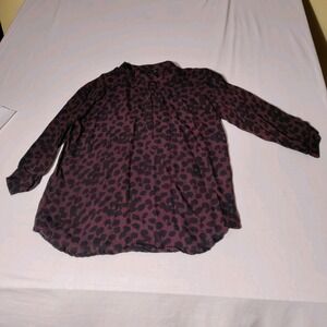 Jet John Eshaya Size 0/S Purple/Black Long Sleeve Silk Blouse MIUSA